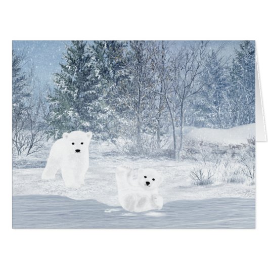 Snow Fun - Polar Bear Cubs Cards (Front Horizontal)