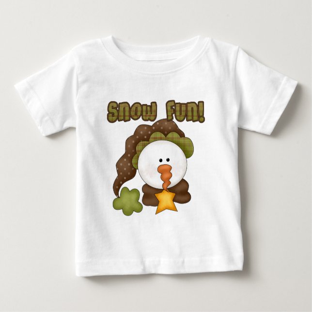Snow  Fun Snowman Prim Country Baby T-Shirt (Front)