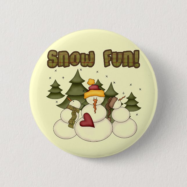 Snow Fun Two Tshirts and Gifts Button (Front)