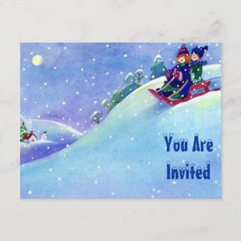 Snow Fun Winter Birthday Party Invitation Sledding by layooper at Zazzle