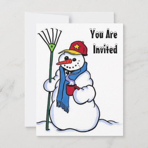 SNOW FUN WINTER BIRTHDAY PARTY INVITATION SNOWMAN