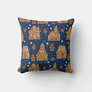 Snow Gingerbread house Throw Pillow
