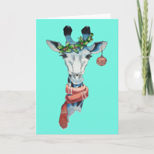 Snow giraffe holiday card