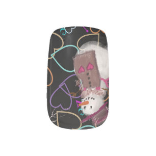 Snow Girl Colorful Heart Pattern Minx Nail Art