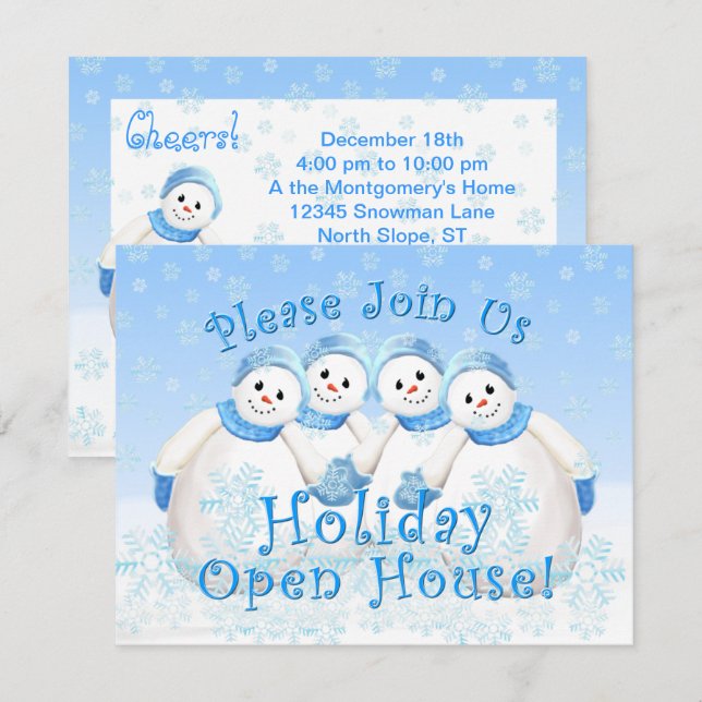 Snow Girls Holiday Open House Invitations (Front/Back)