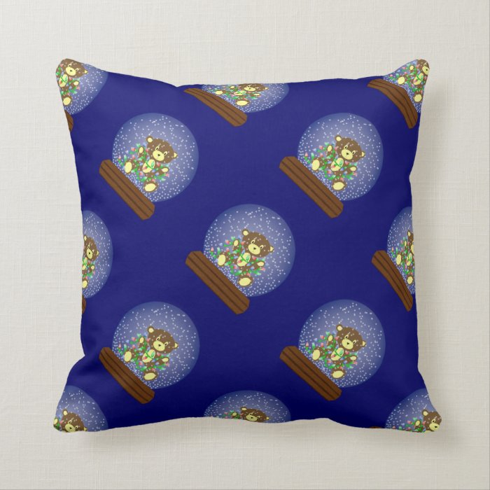 Snow Globe Bear Throw Pillows