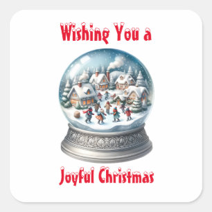 Snow Globe Blank Christmas Square Sticker