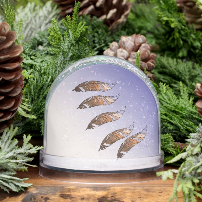 Snow Globe - Brown Feathers Floating (Winter)
