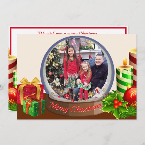 Snow Globe Christmas Family Kids Photo Silly Holiday Card