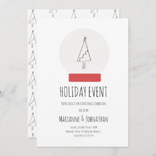 Snow Globe Christmas Party Simple Tree Invitation