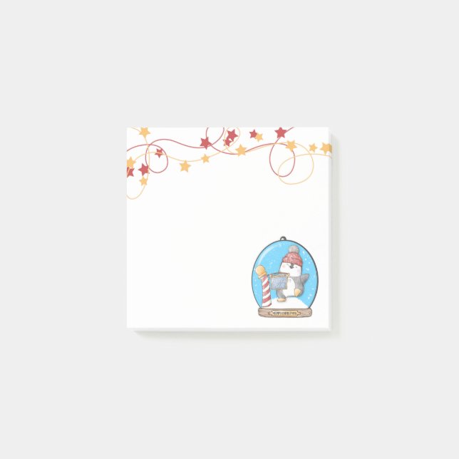 Snow Globe Christmas Penguin Notes (Front)