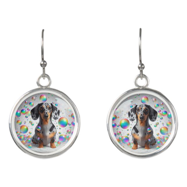 Snow Globe Dachshund  Earrings (Front)