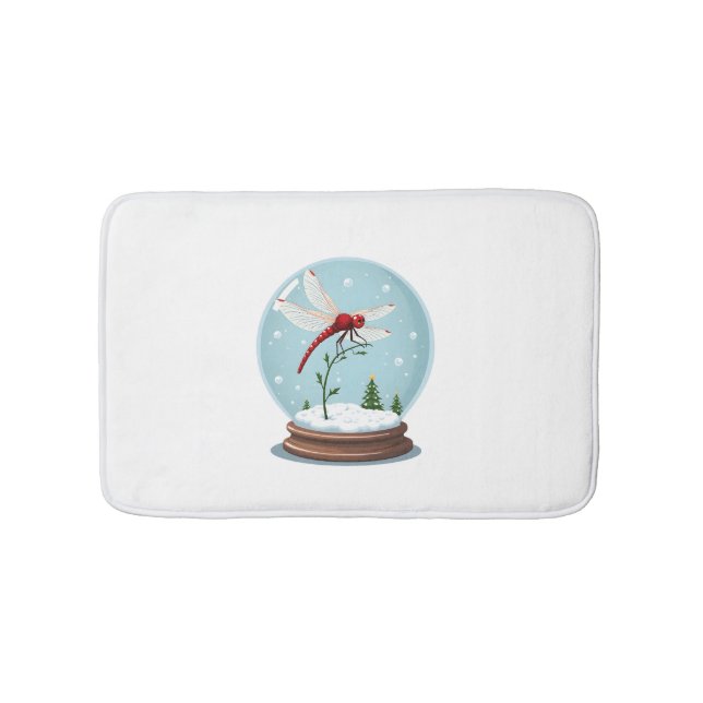 Snow Globe Dragonfly Bath Mat (Front)