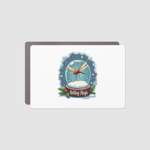 Snow Globe Dragonfly Car Magnet