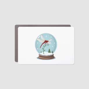 Snow Globe Dragonfly Car Magnet