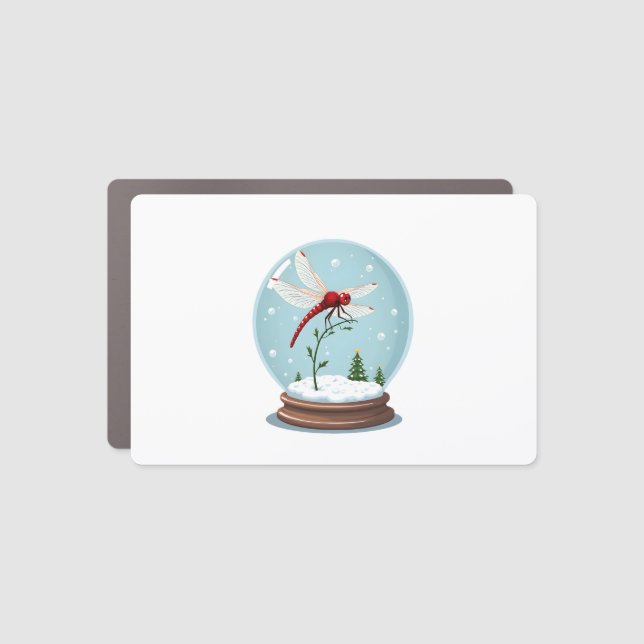 Snow Globe Dragonfly Car Magnet (Front)
