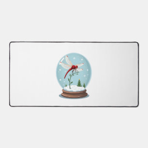 Snow Globe Dragonfly Desk Mat