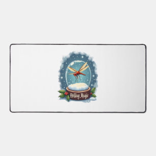Snow Globe Dragonfly Desk Mat