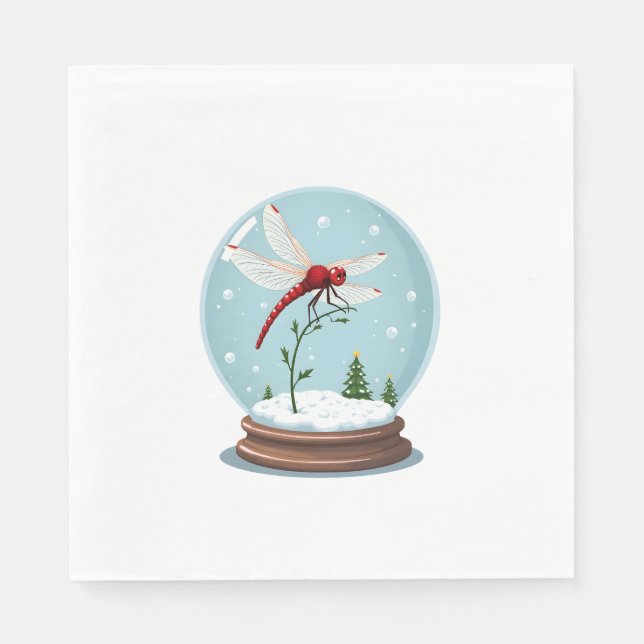 Snow Globe Dragonfly Napkins (Front)