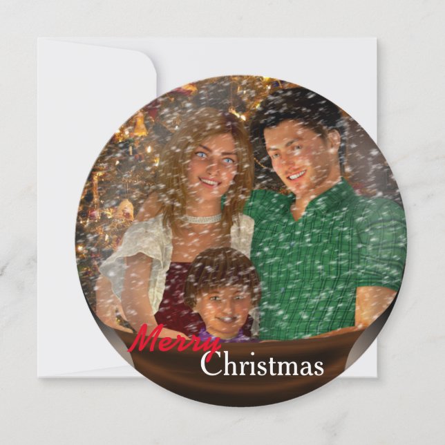 Snow Globe Family Christmas Greeting Holiday Card (Front)