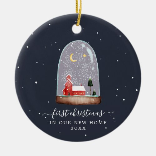 Snow Globe  First Christmas New Home Ceramic Ornament