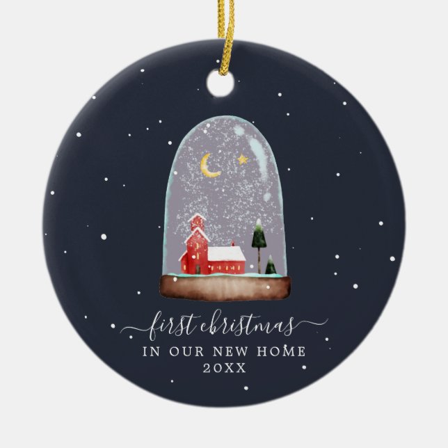 Snow Globe | First Christmas New Home Ceramic Ornament (Front)