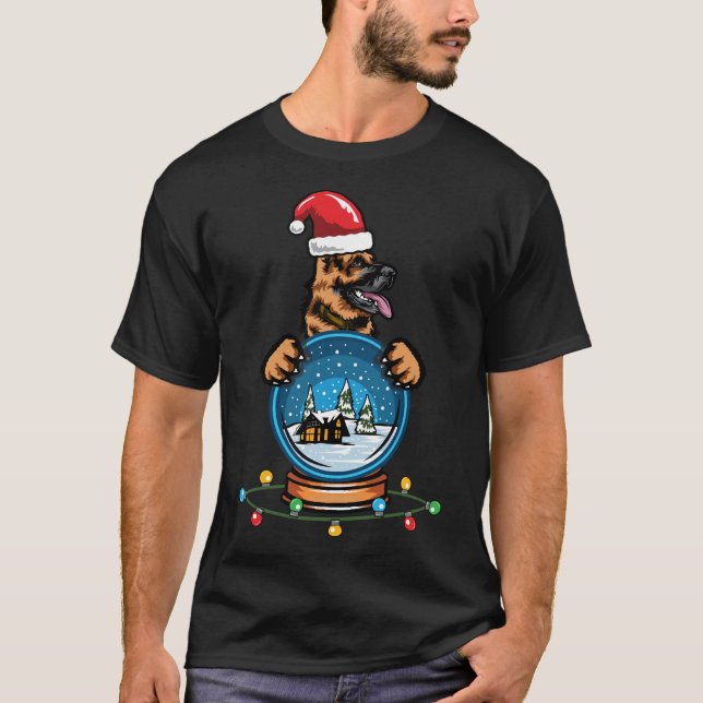 Snow Globe German Shepherd T-Shirt (Front)