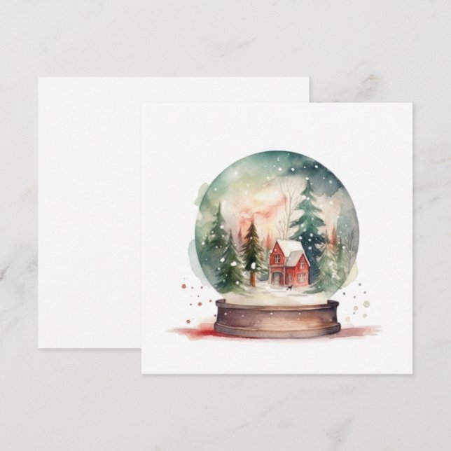 Snow Globe Glass Ball Winter Wonderland Christmas Holiday Card (Front/Back)