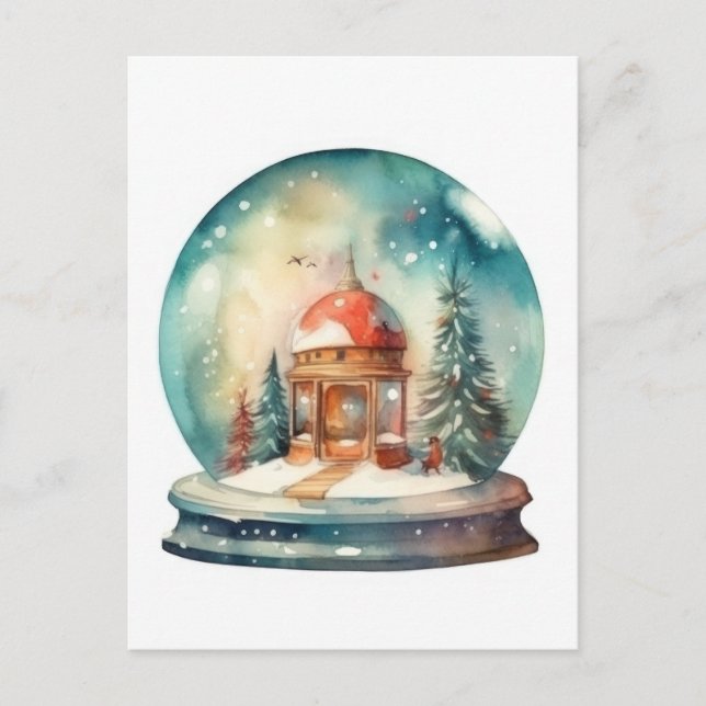 Snow Globe Glass Ball Winter Wonderland Christmas Holiday Postcard (Front)