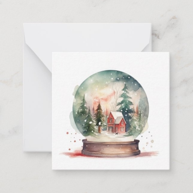 Snow Globe Glass Ball Winter Wonderland Christmas Note Card (Front)