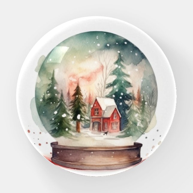 Snow Globe Glass Ball Winter Wonderland Christmas Paperweight (Front)