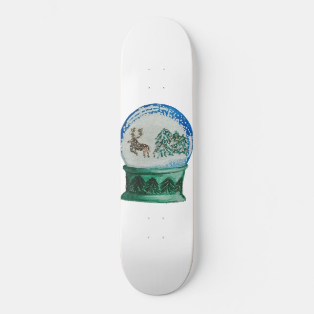 Snow Globe Glass Ball Winter Wonderland Christmas Skateboard Deck (Front)