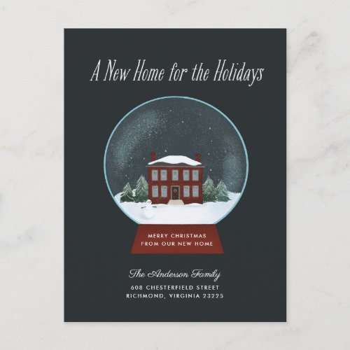 Snow Globe Holiday Moving Announcement Postcard