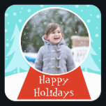 Snow Globe Holiday Photo Stickers<br><div class="desc">Shake it up this holiday season with these customizable Snow Globe Holiday Photo Stickers! The design features a snow globe sitting in a scene so perfect it is usually only seen in a snow globe. The globe has a red base and a ball ready for your favorite photo. Simply replace...</div>