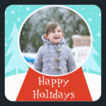 Snow Globe Holiday Photo Stickers<br><div class="desc">Shake it up this holiday season with these customizable Snow Globe Holiday Photo Stickers! The design features a snow globe sitting in a scene so perfect it is usually only seen in a snow globe. The globe has a red base and a ball ready for your favorite photo. Simply replace...</div>