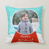Snow Globe Holiday Photo Throw Pillow