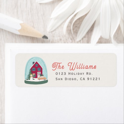 Snow Globe House Christmas Holiday Address Label