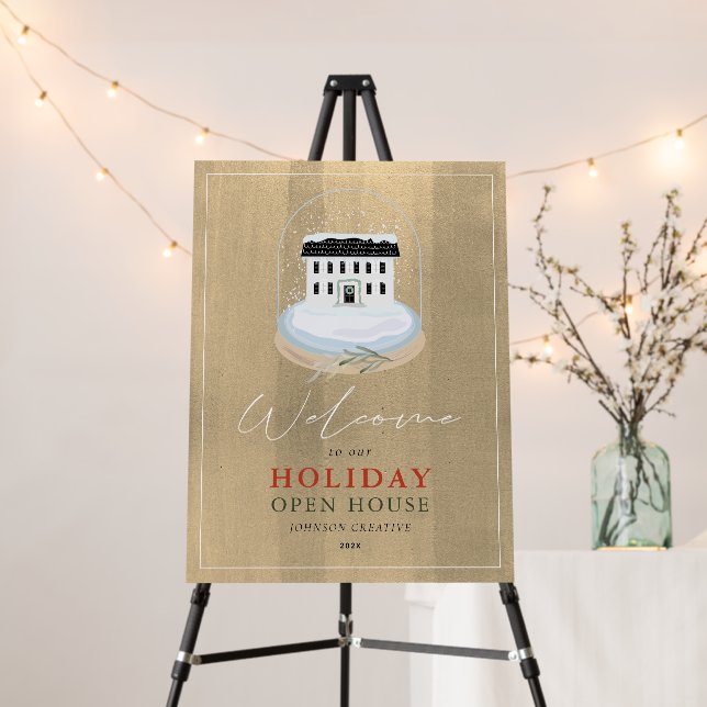 Snow Globe House Gold Holiday Open House Foam Board (In Situ (Stand))