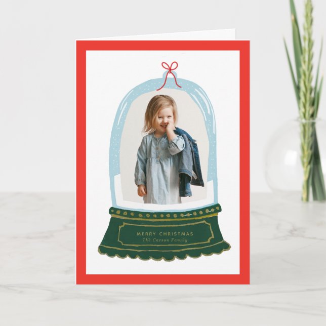 Snow Globe Illustration Holiday Photo Card (Front)