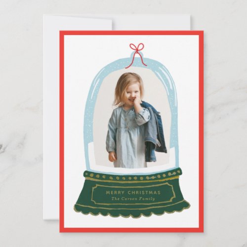 Snow Globe Illustration Holiday Photo Card