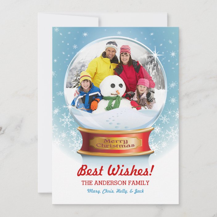 Snow globe digital backdrop christmas background instant Snow Globe Photo Christmas Card I | Zazzle.com