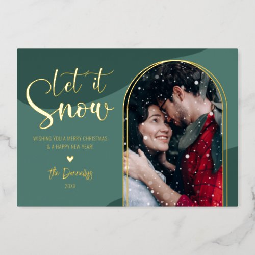 Snow Globe Photo Christmas Foil Holiday Card