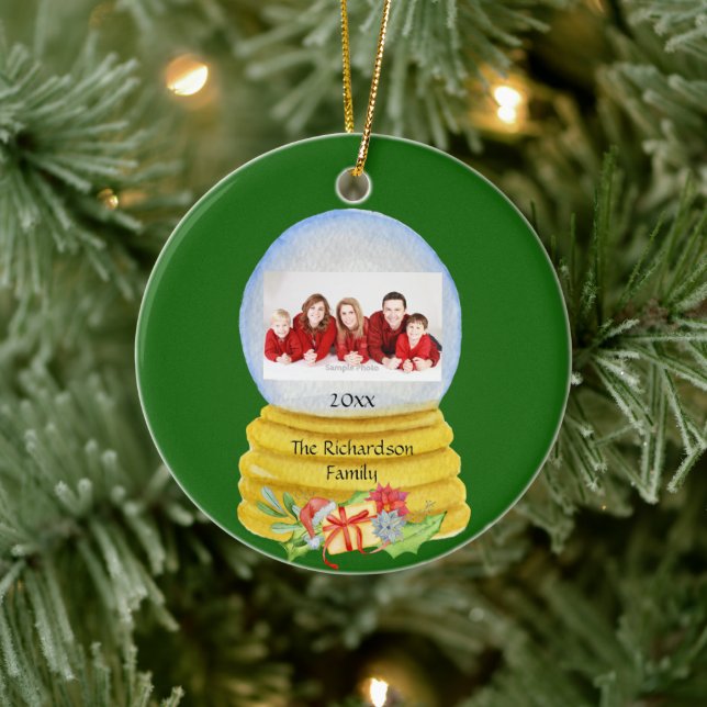 Snow Globe Photo Personalized Ceramic Ornament (Tree)