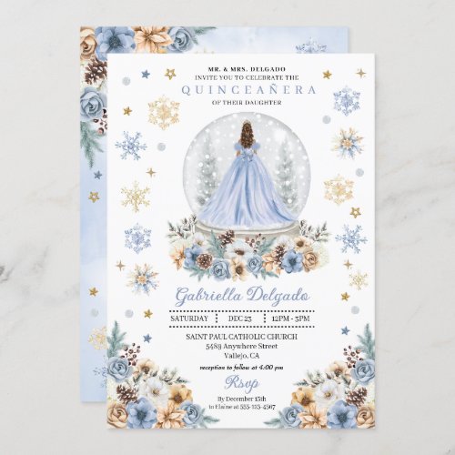 Snow Globe Princess Winter Wonderland Quinceaera Invitation