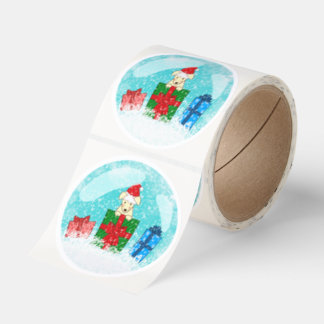 Snow Globe Puppy  Classic Round Sticker