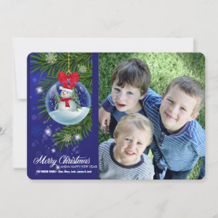 Snow Globe Snowman Photo Holiday Card