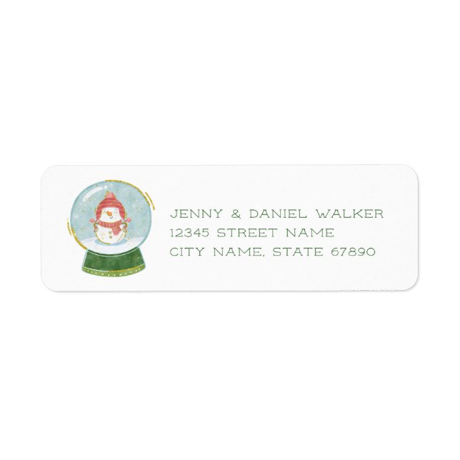 Snow Globe Snowman Return Address Labels (Front)
