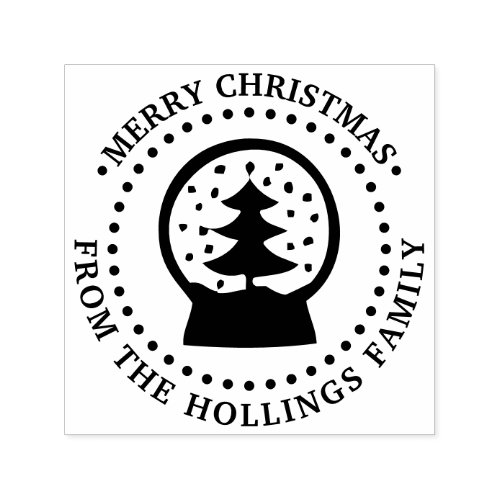Snow Globe Tree Merry Christmas Greeting Name Self_inking Stamp