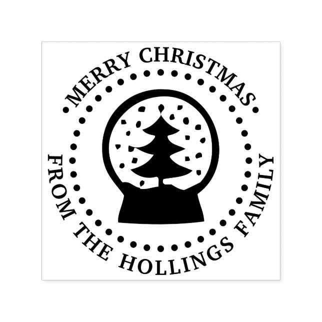 Snow Globe Tree Merry Christmas Greeting Name Self-inking Stamp (Design)