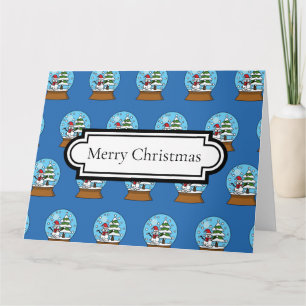 Snow Globe w/ Snowman and Pine Tree Personalize Card